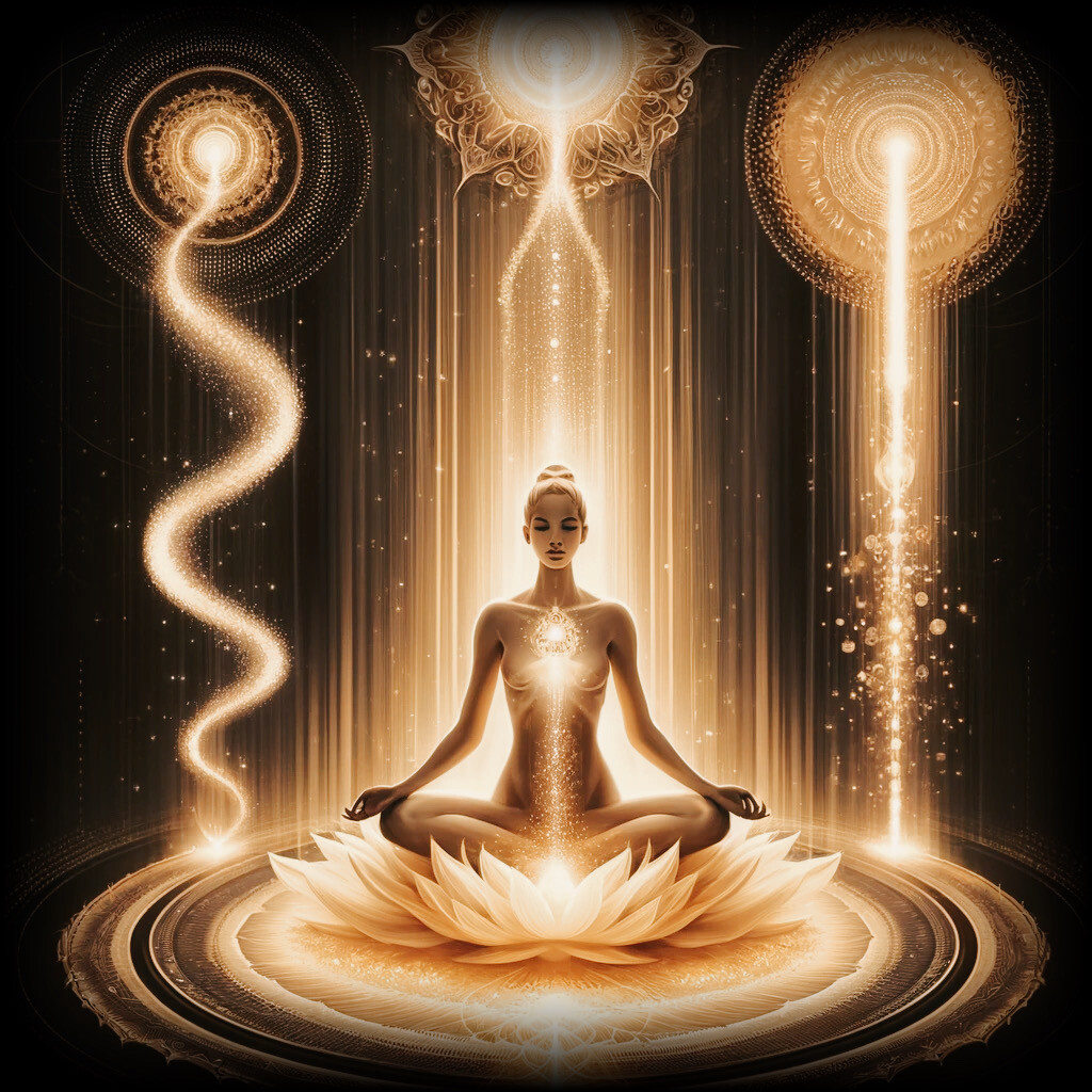 Femme position du lotus méditation lumière